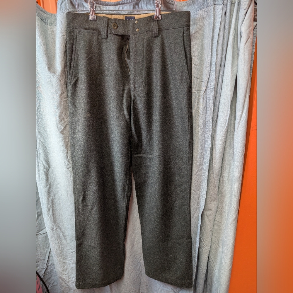Gray Dark Gray Wool Trousers